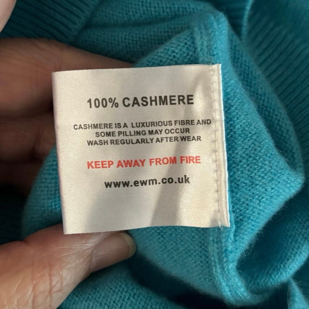Lochmere Size XS Machine Washable Cashmere Sweater Crewneck Turquoise Teal - Picture 4 of 5